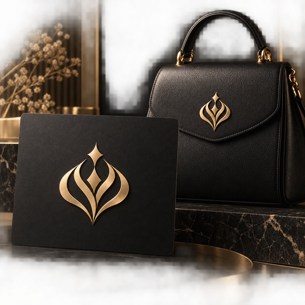 Lüks moda markası için altın monogram uygulaması