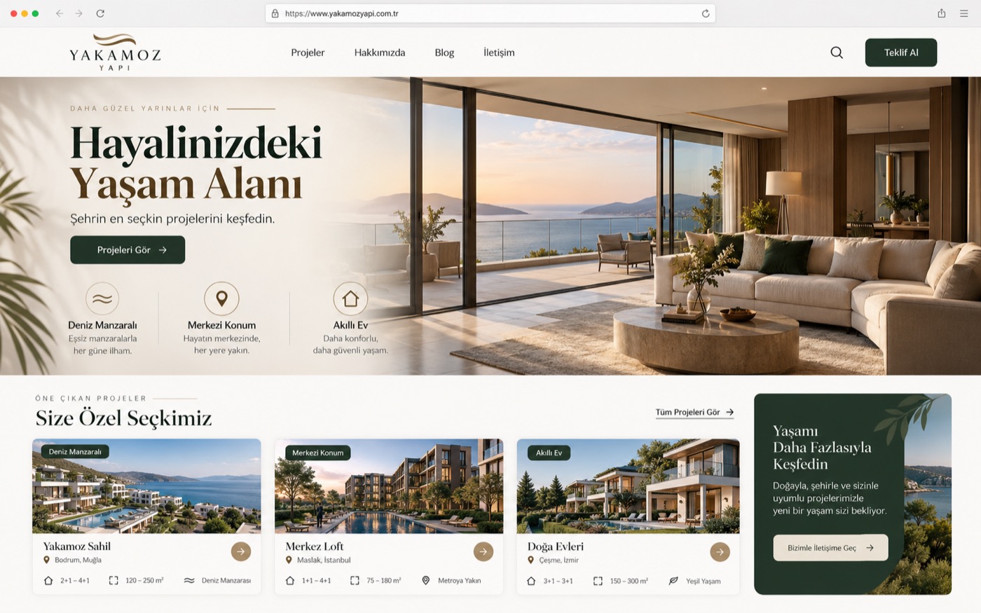 Gayrimenkul platformu web arayüzü