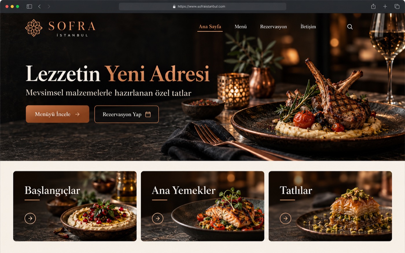 Sofra İstanbul restoran web sitesi